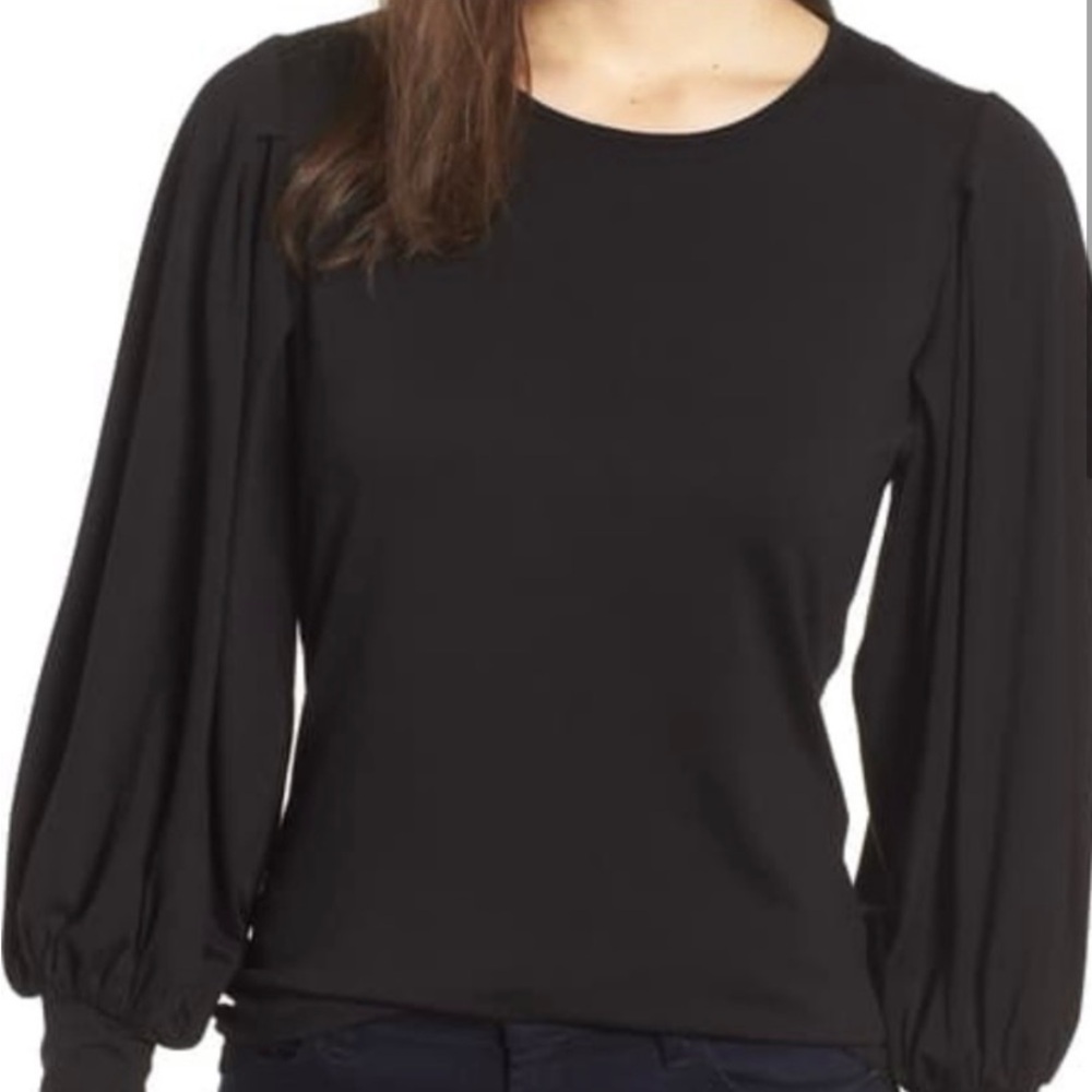 Vince Camuto Black Drama Sleeve Top - Plus Size 2X